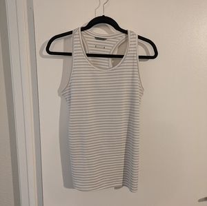 Oiselle Big Stripe Tank in Stone (White/gray stripes), size Medium